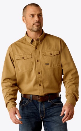 Ariat Rebar Washed Twill Button Front Work Shirt - Rebar Khaki