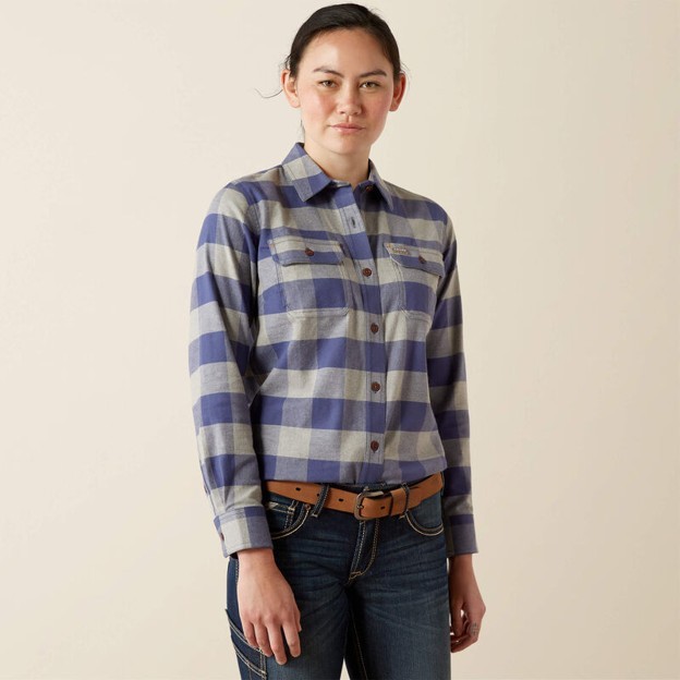 *SALE* LIMITED SIZES AND AVAILABILITY!! Ariat Women's Rebar DuraStretch Flannel Tunic - Blue Indigo