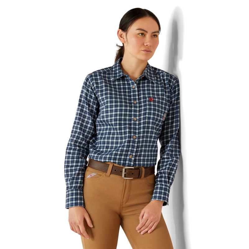 Ariat Women's FR Angeles Button Front L/S Shirt- Micro Check