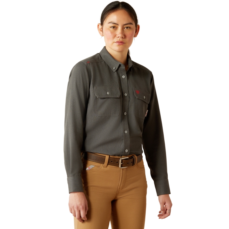 Ariat Women's FR Air Inherent Button Front L/S Shirt - Charcoal Heather