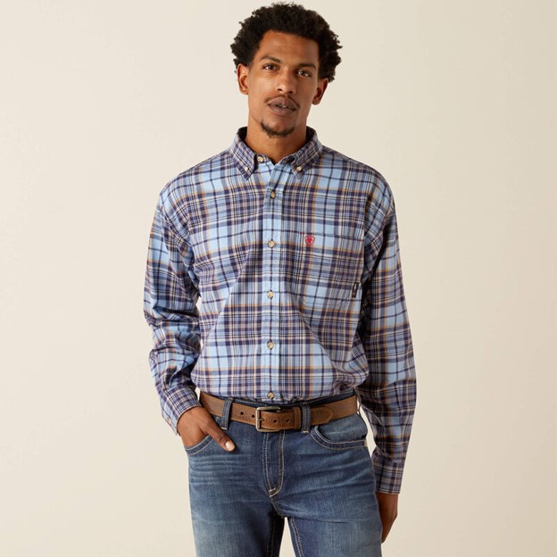 Ariat FR Button Front Cienega Work Shirt - Placid Blue