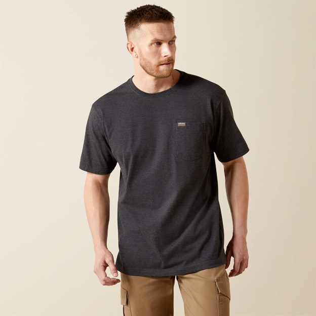 Ariat Rebar Cotton Strong Standard Pocket S/S Shirt - Charcoal Heather