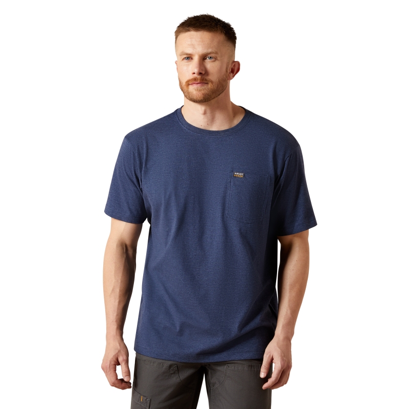 Ariat Rebar Cotton Strong Standard Pocket S/S Shirt - Navy Heather