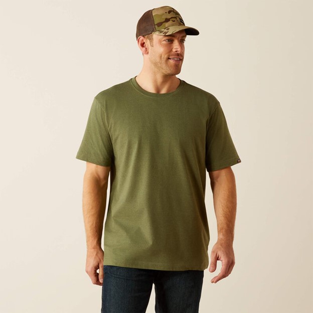 Ariat Rebar Cotton Strong Standard S/S Shirt - Four Leaf Clover Heather