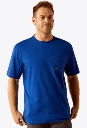 *SALE* ONLY ONE 2XL-TALL LEFT!! Ariat Rebar Workman 360 Airflow Pocket S/S Shirt - Sodalite Blue