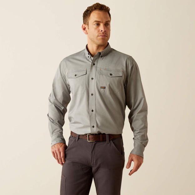 Ariat Rebar Made Tough VentTEK DuraStretch Button Front L/S Shirt - Charcoal Heather