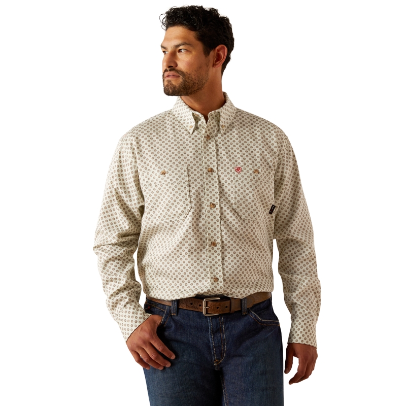 Ariat FR Button Front Vented Work Shirt - White Onyx