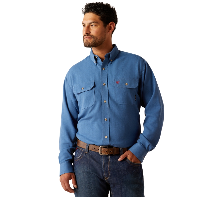 Ariat FR Button Front Air Inherent Work Shirt - Medium Blue