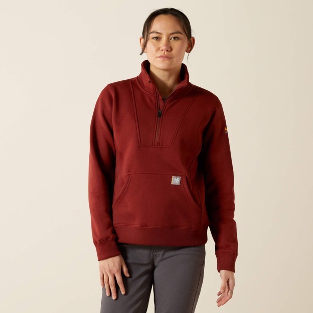 Ariat Women's Rebar Traverse Funnel Neck 1/4 Zip Sweatshirt - Madder Brown