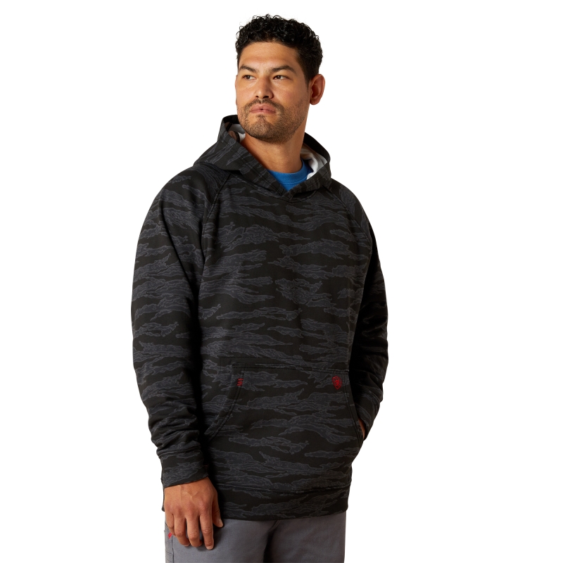 Ariat FR Durastretch Smoke Hooded Pullover Sweatshirt - Black Jungle Camo