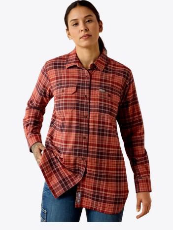*ONLY ONE SIZE XL LEFT!! Ariat Women's Rebar DuraStretch Flannel Tunic - Aragon