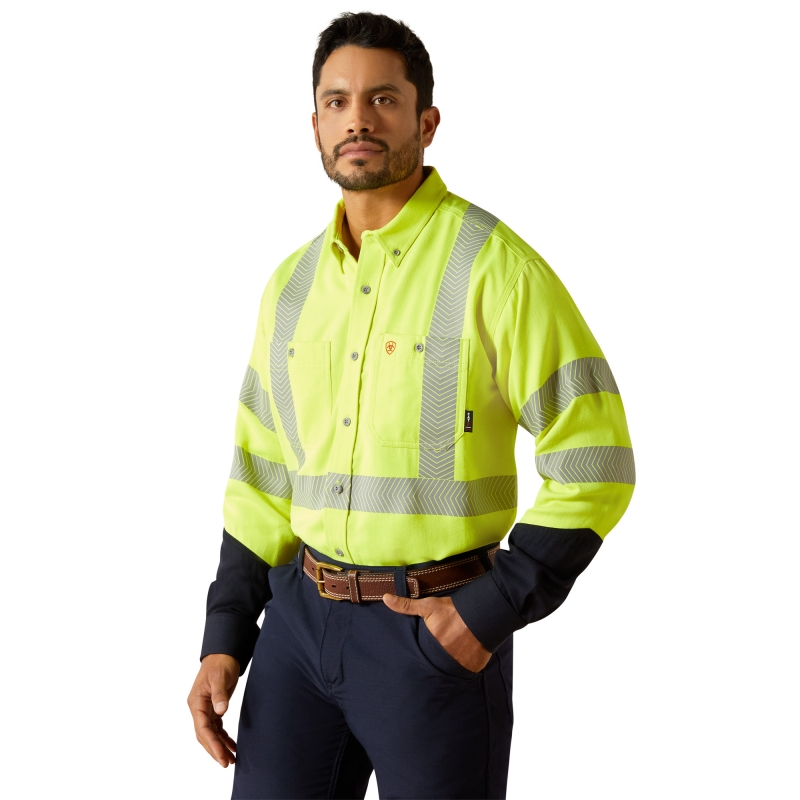 Ariat FR Hi-Vis Class 3 Air Inherent Ultra-Lightweight Button Front L/S Shirt - Hi-Vis Yellow