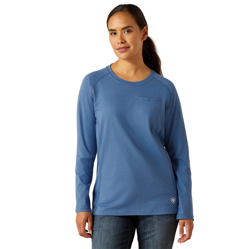 Ariat Women's FR Air Crew L/S Shirt - Medium Blue