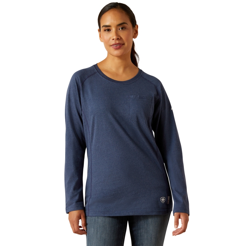 Ariat Women's FR Air Crew L/S Shirt - Navy Heather