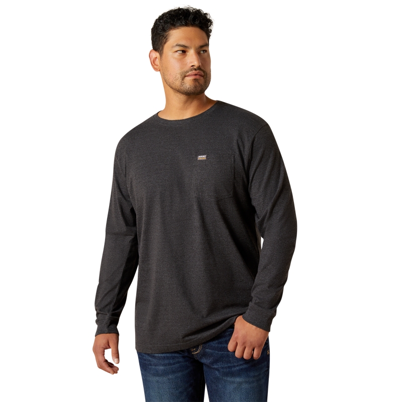 Ariat Cotton Strong Standard Pocket L/S Shirt - Charcoal Heather