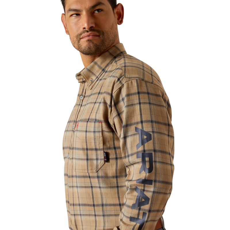 Ariat FR Dean Logo L/S Work Shirt - Field Khaki