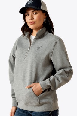 Ariat Women's Logo 1/2 Zip Sweatshirt - Heather Grey