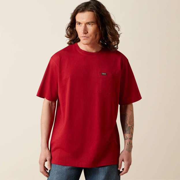 Ariat Rebar Cotton Strong Standard Pocket S/S Shirt - Rio Red