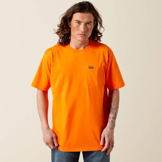 Ariat Rebar Cotton Strong Standard Pocket S/S Shirt - Safety Orange