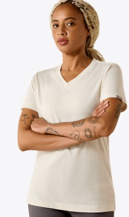 Ariat Women's Rebar Cotton Strong Standard V-Neck S/S - Whisper Pink Heather