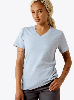 Ariat Women's Rebar Cotton Strong Standard V-Neck S/S - Washed Rain Heather