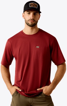 Ariat Rebar Cotton Strong Standard Pocket S/S Shirt - Brandy Snifter Heather
