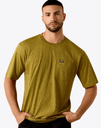 Ariat Rebar Cotton Strong Standard Pocket S/S Shirt - Mango Mint Heather