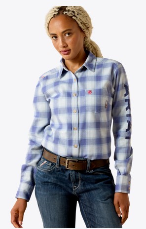 Ariat Women's FR Paige Logo Work Shirt - Coastal Fjord