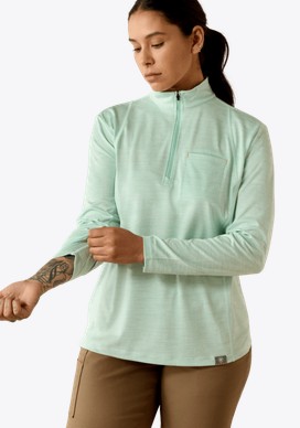 *SALE* ONLY M, XL & XXL LEFT!! Ariat Women's Rebar Evolution 1/2 Zip  L/S Shirt - Lichen