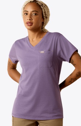 *SALE* LIMITED SIZES & AVAILABILITY!!  Ariat Women's Rebar Workman Pocket S/S Shirt - Mulled Grape Heather