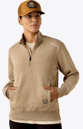 Ariat Women's Rebar Lightweight Mock 1/2 Zip Sweatshirt - Oatmeal Heather