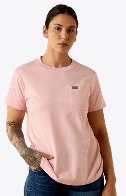 Ariat Women's Rebar Cotton Strong Space Dyed Pocket S/S Shirt - Fusion Punch