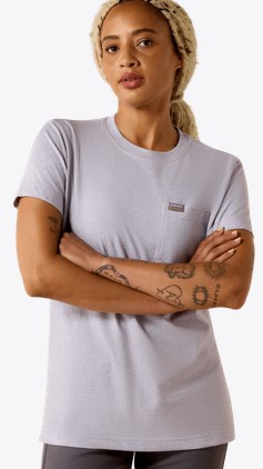 Ariat Women's Rebar Cotton Strong Space Dyed Pocket S/S Shirt - Thistle