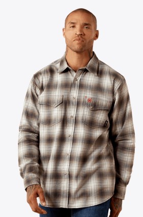 Ariat FR Andre Snap Front Plaid Work Shirt - Licorice