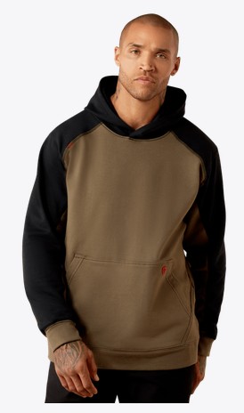 Ariat FR DuraStretch™ Colorblock Hooded Pullover Sweatshirt -  Canteen / Black