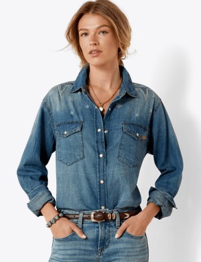 *SALE* LIMITED SIZES AND AVAILABILITY!! Ariat Women's Americana Denim Snap Front Shirt - Clinton