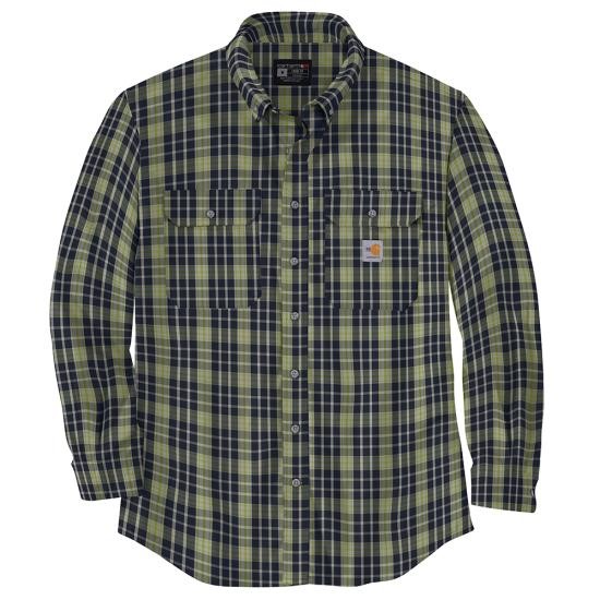 Carhartt FR Button Front Force Rugged Flex Original Fit Twill Plaid Shirt