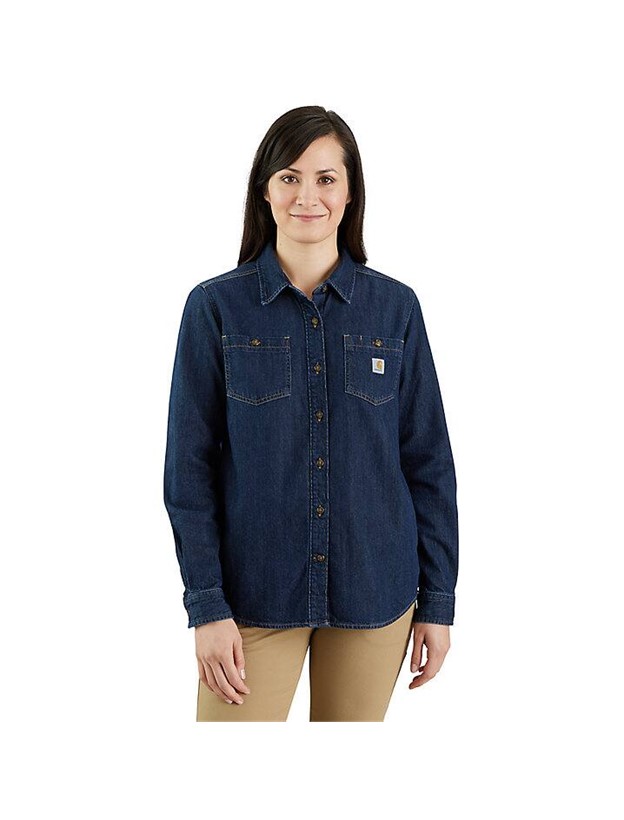 Carhartt Women's Relaxed Fit Midweight Denim Long-Sleeve Shirt - Zion