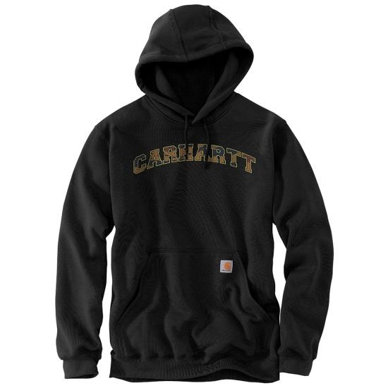 Carhartt Loose Fit Midweight Camo Logo Graphic Hoodie - Black