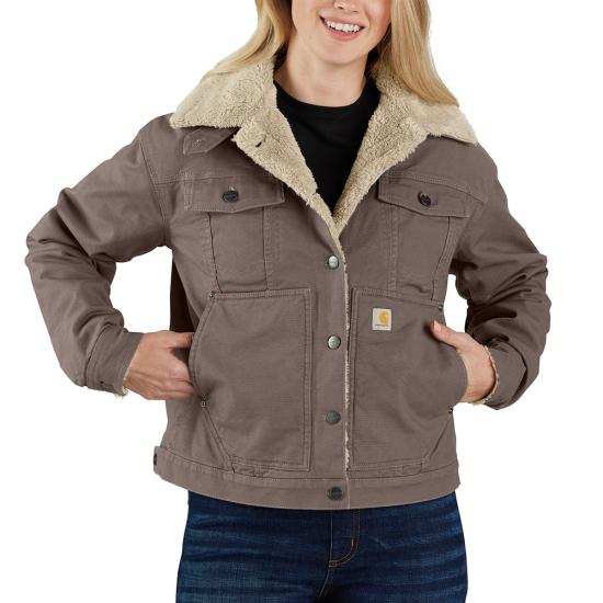 Carhartt Women's Rugged Flex Loose Fit Canvas Sherpa-Lined Jacket