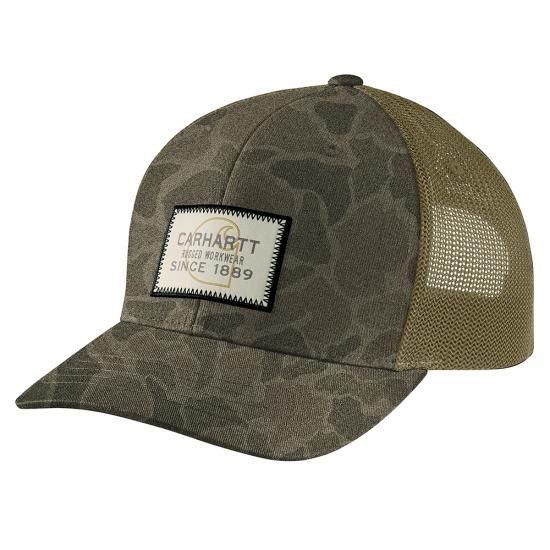 Carhartt Mesh Back Wool Camo Logo Patch Cap