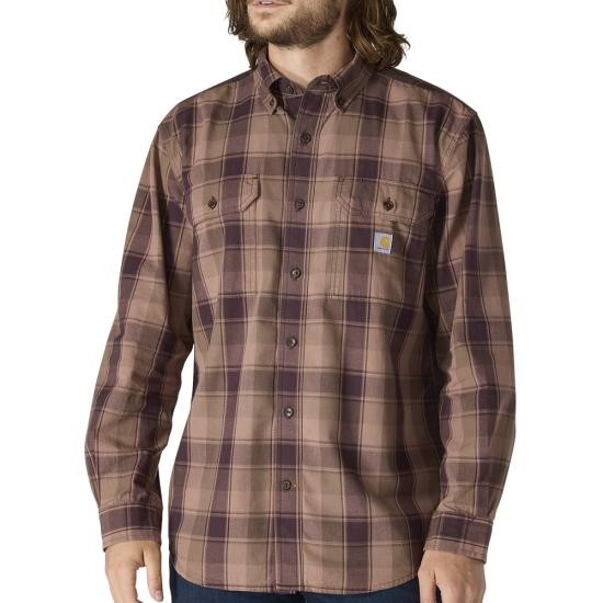 Carhartt Loose Fit Midweight Chambray Button Front Plaid L/S Shirt