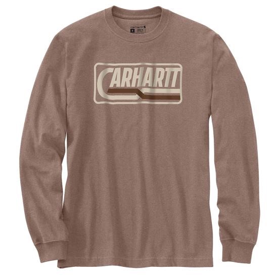Carhartt Loose Fit Heavyweight Logo Graphic L/S Shirt - Soft Sepia Heather