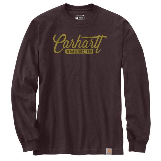 Carhartt Loose Fit Heavyweight Script Graphic L/S Shirt - Dark Sepia Heather