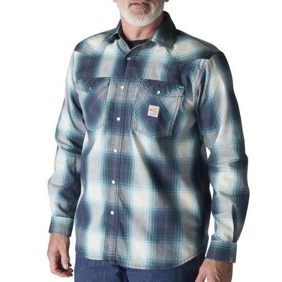 Carhartt FR Montana Relaxed Fit Midweight Twill Snap Front Plaid Shirt