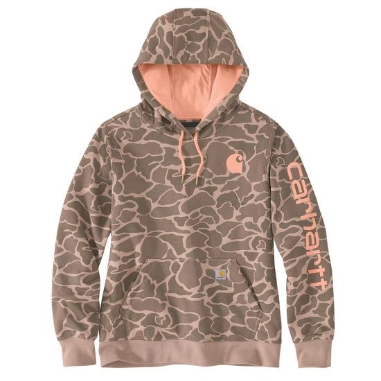 Carhartt Women's Relaxed Fit Midweight Logo Sleeve Graphic Printed Hoodie
