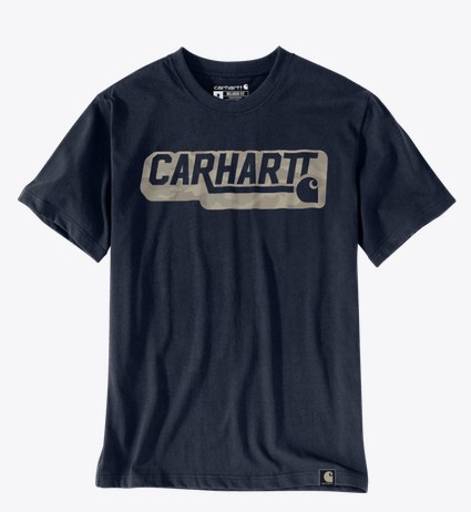 Carhartt Irvine Relaxed Fit Camo Logo S/S Shirt - Navy
