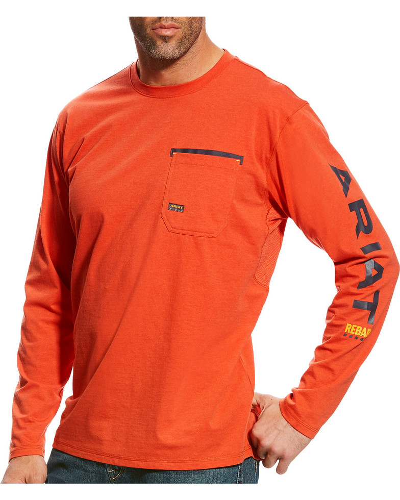 Ariat Rebar Workman Graphic Logo Crewneck Pocket L/S Shirt - Volcanic Fire