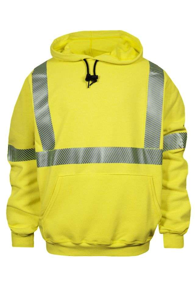 NSA FR HI-VIS Class 3 Heavyweight  Pullover Hooded Sweatshirt - Hi-Vis Yellow