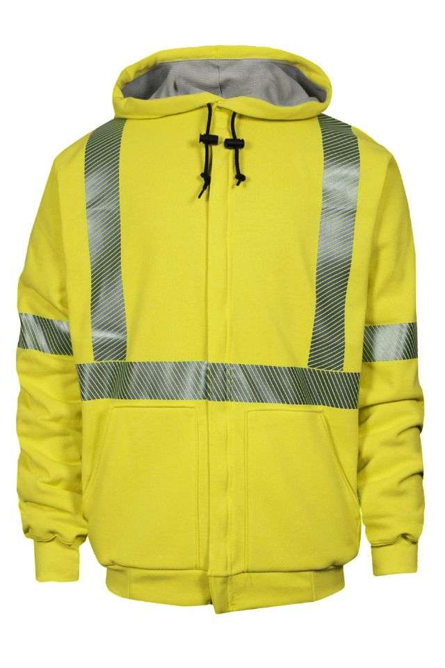 NSA DriFire FR HI-VIS Class 3 Thermal Lined Heavyweight Zip Front Hooded Sweatshirt - Hi-Vis Yellow